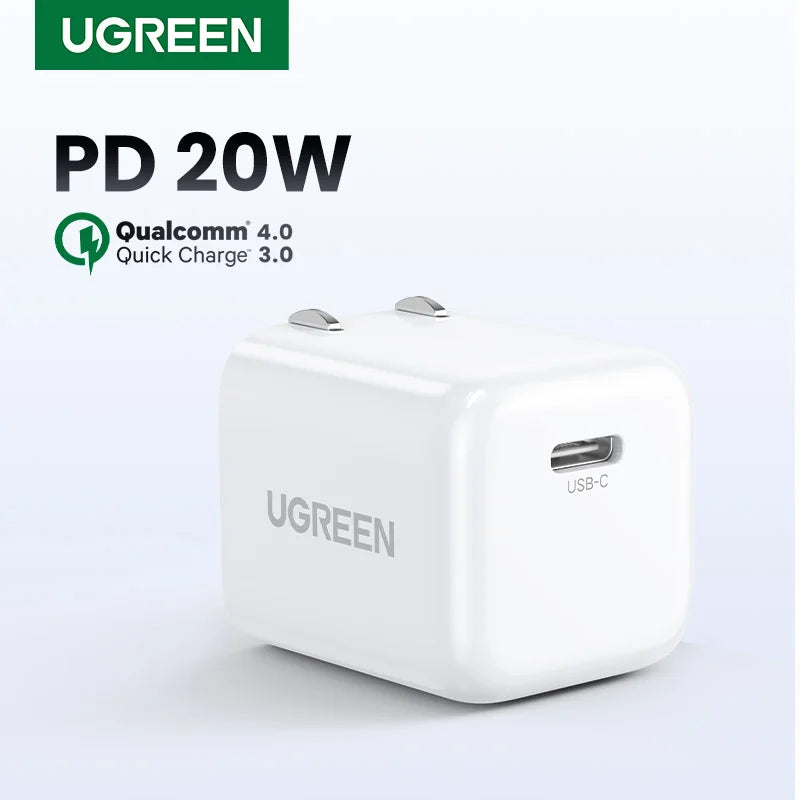 US Plug UGREEN USB Type C Charger 20W PD Fast Charger for iPhone 15 14 Quick Charge 4.0 30 Phone Charger for Samsung PD Charger