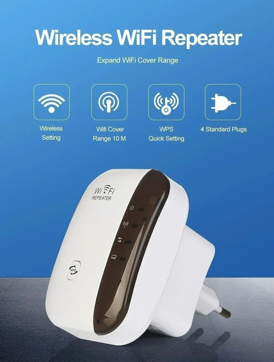 Wifi Repeater Wireless Signal Amplifier Extended Network Enhancer EU US Home Router 300m Through The Wall Bedroom Receive Moving