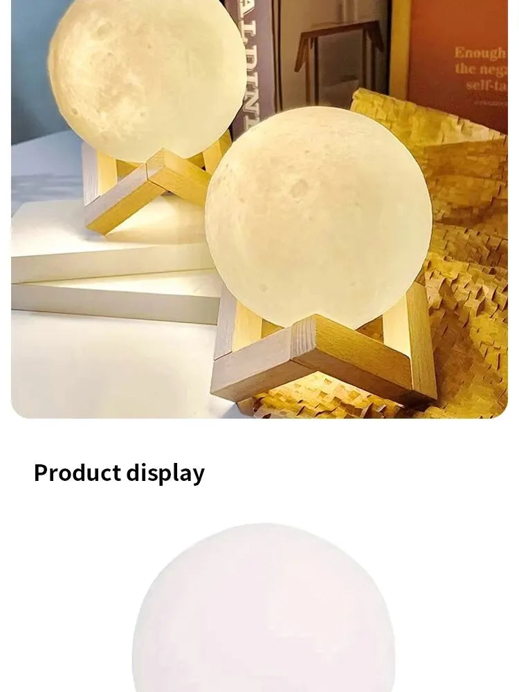 1 LED Moon Light Galaxy Light, DIY Moon Night Light, Girl, Boy, Child, Woman Birthday Gift, Bedroom Decoration (Warm Light)