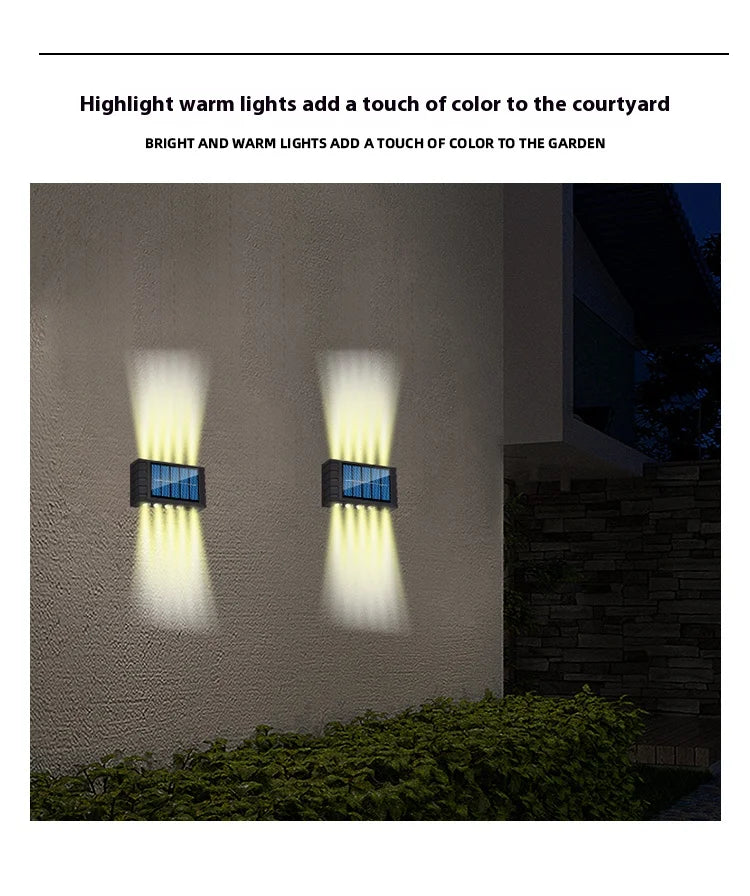 4/6/8/10LEDs Solar Wall Lamp Yard Street Decor Light Outdoor Waterproof Up and Down Luminous Lighting Garden Landscape Lamp