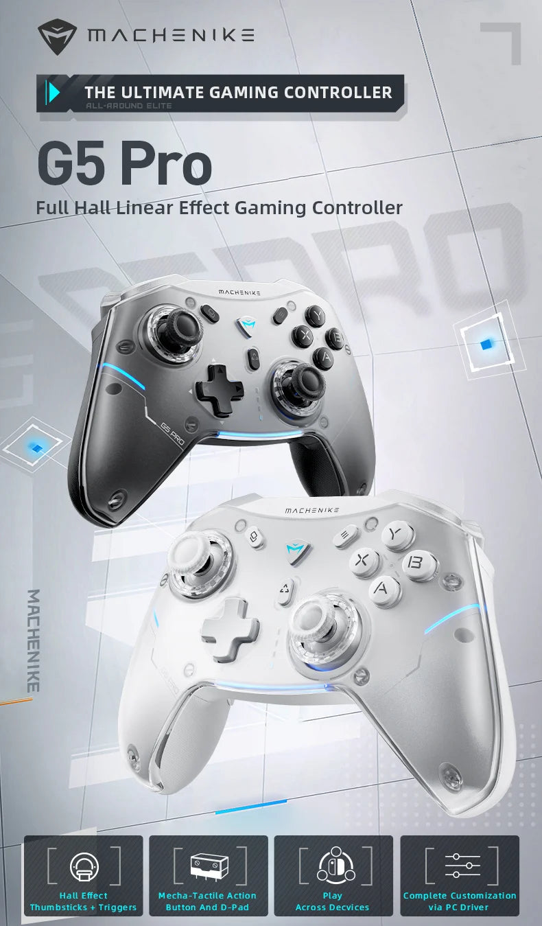 Gamepad Wireless Gaming Controller Machenike G5 Pro Elite Hall Trigger Joystick Mecha-Tactile Buttons For Switch PC Android IOS