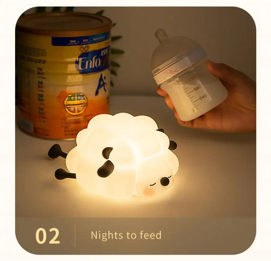 LED Night Lights Cute Sheep Panda Rabbit Silicone Lamp USB Rechargeable Timing Bedside Decor Kids Baby nightlight Birthday Gift