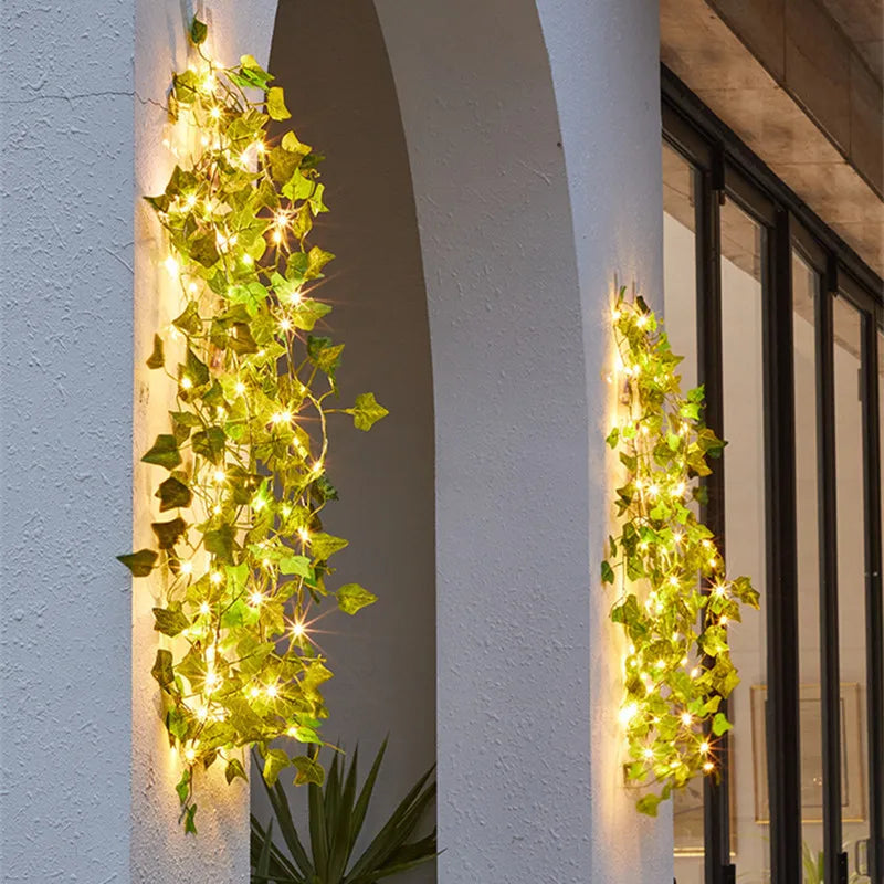 Flower Green Leaf String Lights Artificial Vine Fairy Lights Battery Powered Christmas Tree Garland Light for Weeding Home Decor