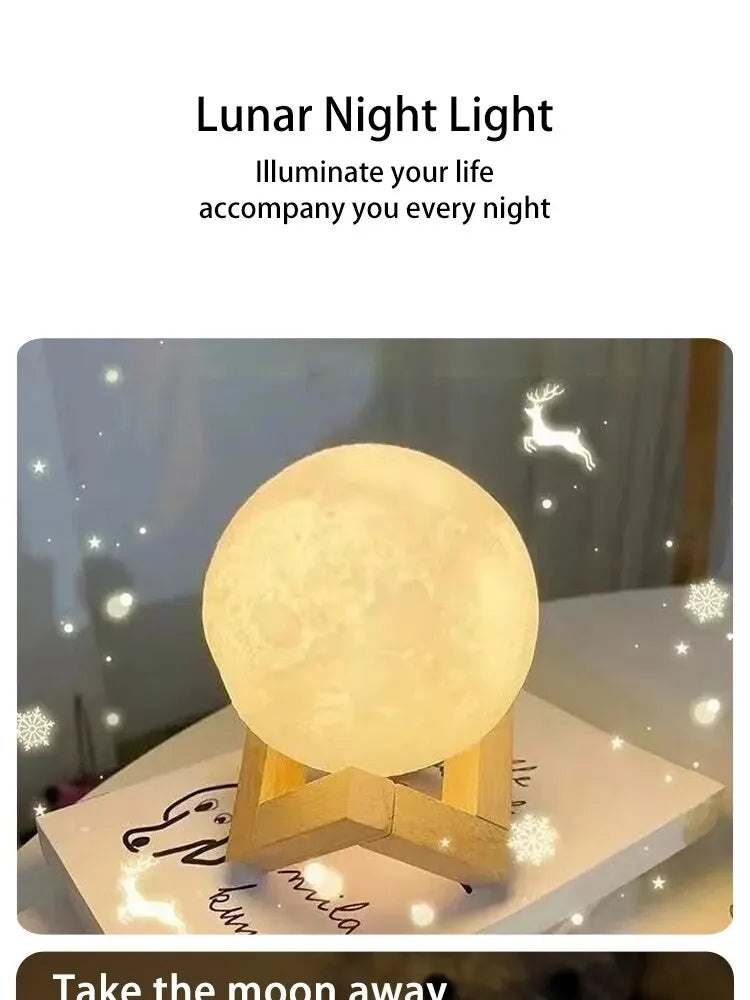 1 LED Moon Light Galaxy Light, DIY Moon Night Light, Girl, Boy, Child, Woman Birthday Gift, Bedroom Decoration (Warm Light)