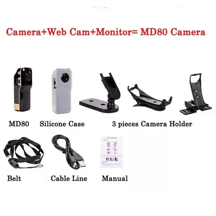 HD Mini DV Camera Body Camcorder Mount Portable Video Record Nanny Security Cam Small Sports Car DVR Webcam For Home and Office