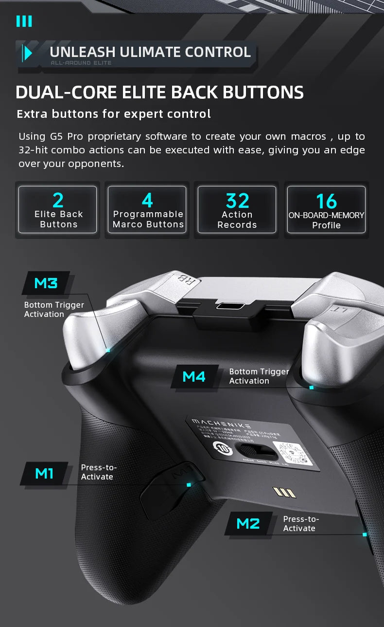 Gamepad Wireless Gaming Controller Machenike G5 Pro Elite Hall Trigger Joystick Mecha-Tactile Buttons For Switch PC Android IOS