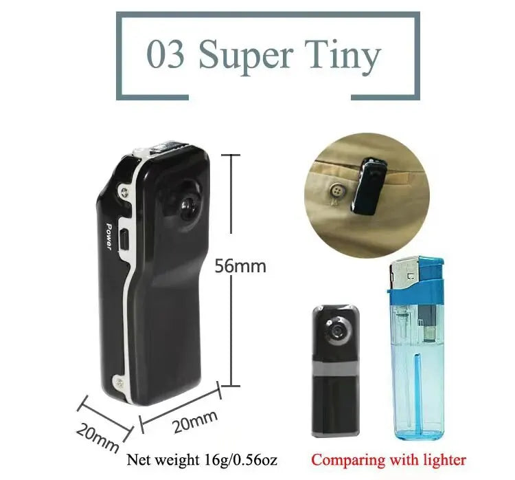 HD Mini DV Camera Body Camcorder Mount Portable Video Record Nanny Security Cam Small Sports Car DVR Webcam For Home and Office