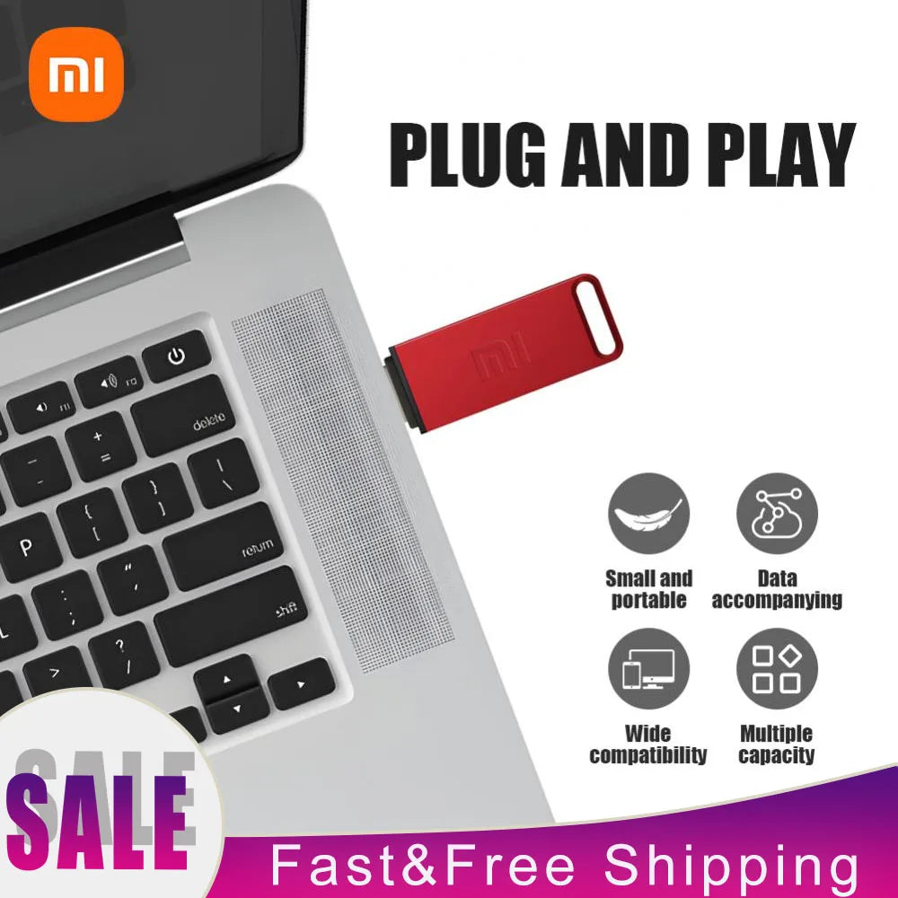 New 1TB 2TB Xiaomi Metal Flash Drive Thumbdrive Pendrive 256GB 512GB Waterproof U Disk Keyrings Can Be Fastened Memoria Usb