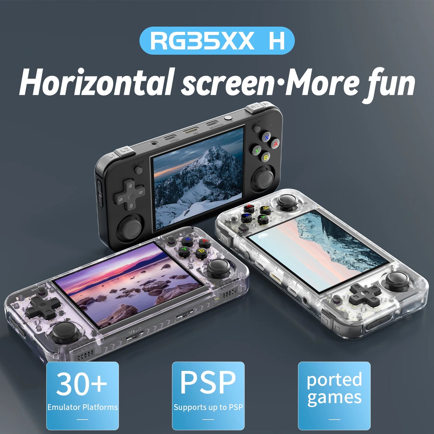 ANBERNIC RG35XX H Handheld Game Console Linux 3.5 Inch IPS Screen H700 Retro Video Games Player 3300mAh 64G 5528 Classic Games