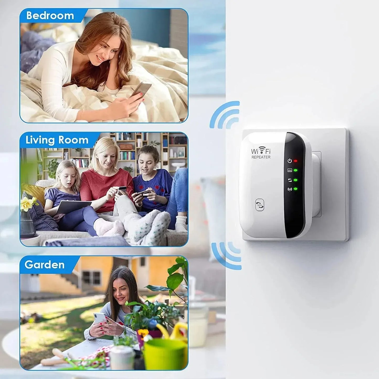 Wifi Repeater Wireless Signal Amplifier Extended Network Enhancer EU US Home Router 300m Through The Wall Bedroom Receive Moving