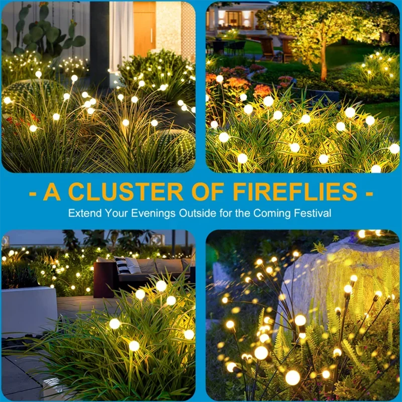 6/8/10 LED Solar Garden Lights Powered Firefly Lights Outdoor Garden Decoration Landscape Lights Firework Firefly Lawn Lamps