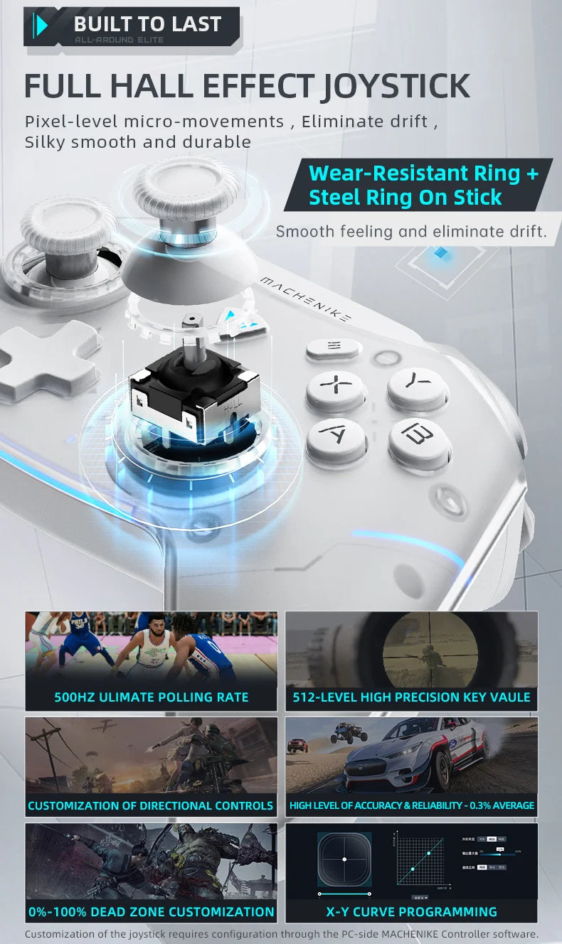 Gamepad Wireless Gaming Controller Machenike G5 Pro Elite Hall Trigger Joystick Mecha-Tactile Buttons For Switch PC Android IOS