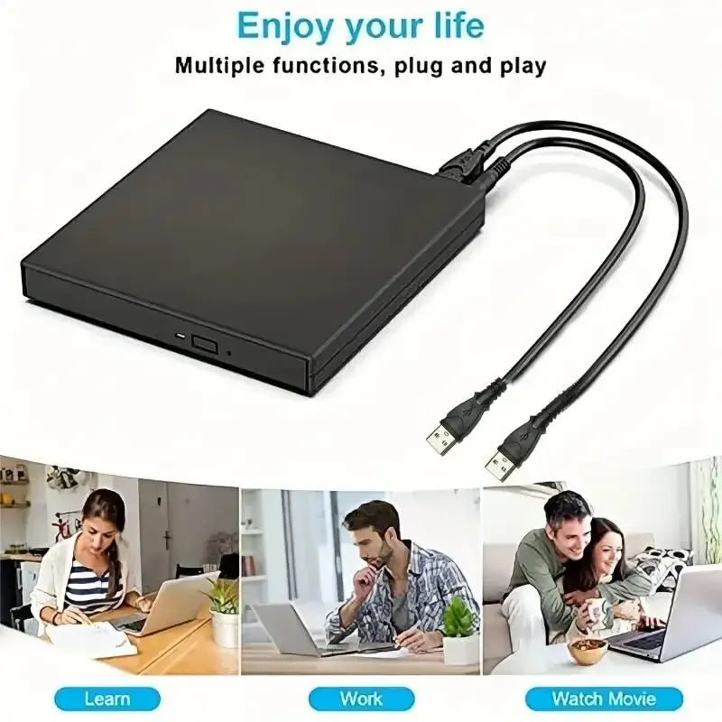 External CD DVD Drive, USB 2.0 Slim Protectable External CD-RW Drive DVD-ROM Burner Player for Laptops Desktop PCs