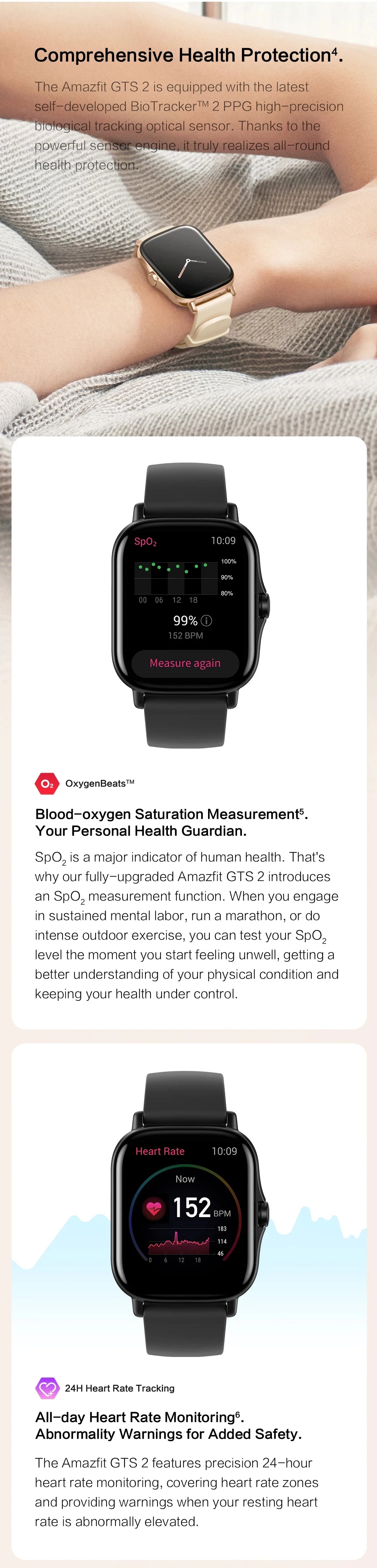 Amazfit GTS 2 Smartwatch All-round Health and Fitness Tracking Smart Watch Alexa Built-in For Android IOS Phone