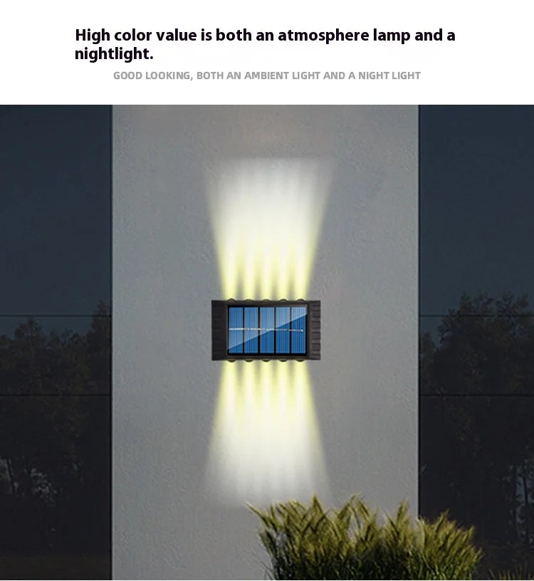 4/6/8/10LEDs Solar Wall Lamp Yard Street Decor Light Outdoor Waterproof Up and Down Luminous Lighting Garden Landscape Lamp