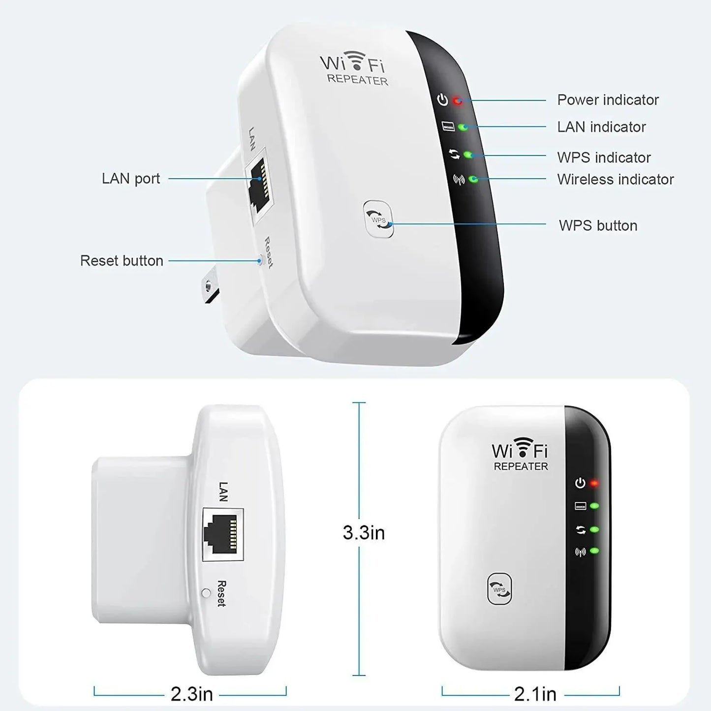 Wifi Repeater Wireless Signal Amplifier Extended Network Enhancer EU US Home Router 300m Through The Wall Bedroom Receive Moving