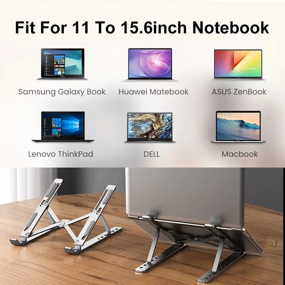 Portable Laptop Stand Aluminum Notebook Support Computer Bracket Macbook Air Pro Holder Accessories Foldable Lap Top Base For Pc