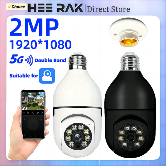 5G Double Band 2MP E27 Bulb Camera 4X Digital Zoom AI Human Motion Detect Full Color Night Vision Surveillance Camera APP Yiiot