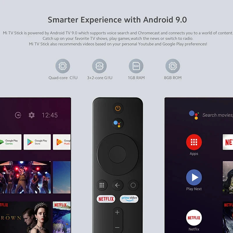 Xiaomi Mi TV Stick Global Version Smart EU Android Stick 9.0 Quad Core 1080P Dolby DTS HD 1G RAM 8G ROM Google Assistant Netflix