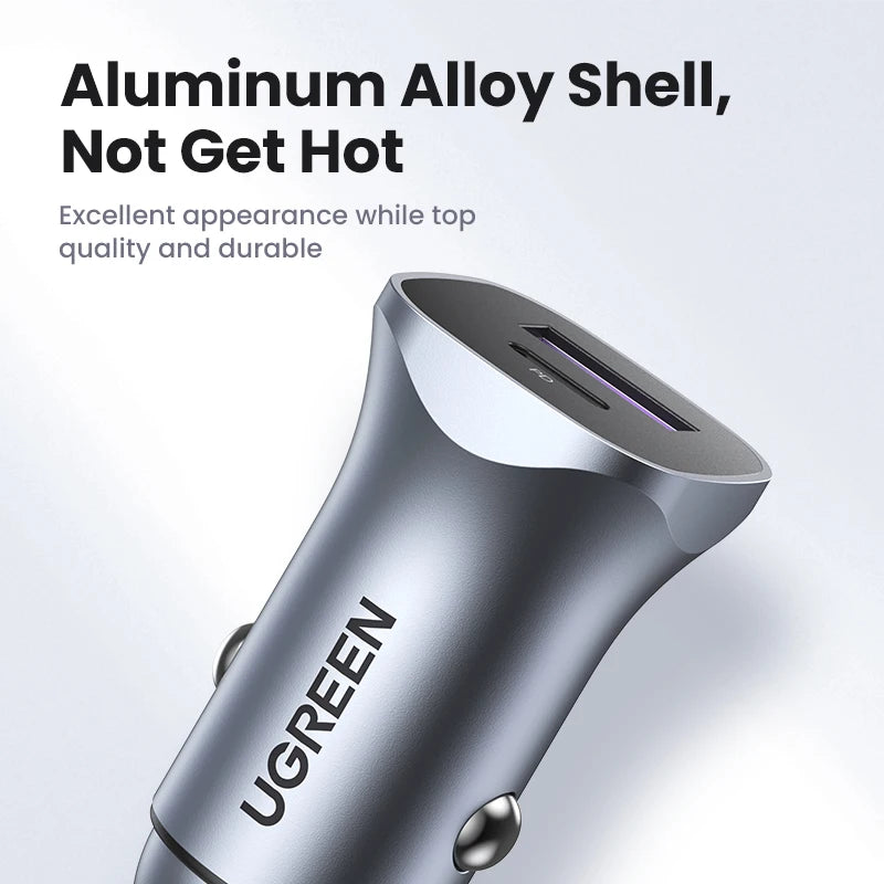 UGREEN Car Charger Type C Fast USB Charger for iPhone 15 14 13 Xiaomi Car Charging Quick 4.0 3.0 Charge Mobile Phone PD Charger