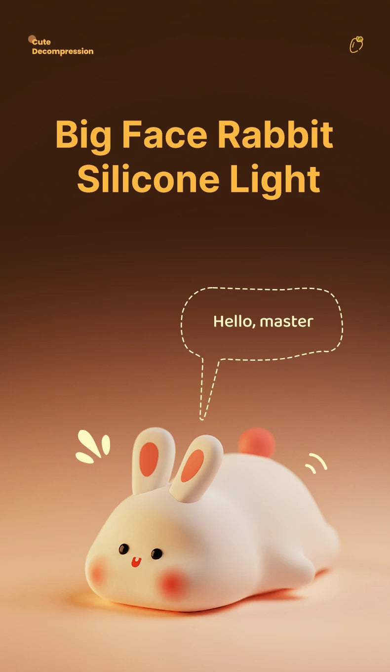 LED Night Lights Cute Sheep Panda Rabbit Silicone Lamp USB Rechargeable Timing Bedside Decor Kids Baby nightlight Birthday Gift