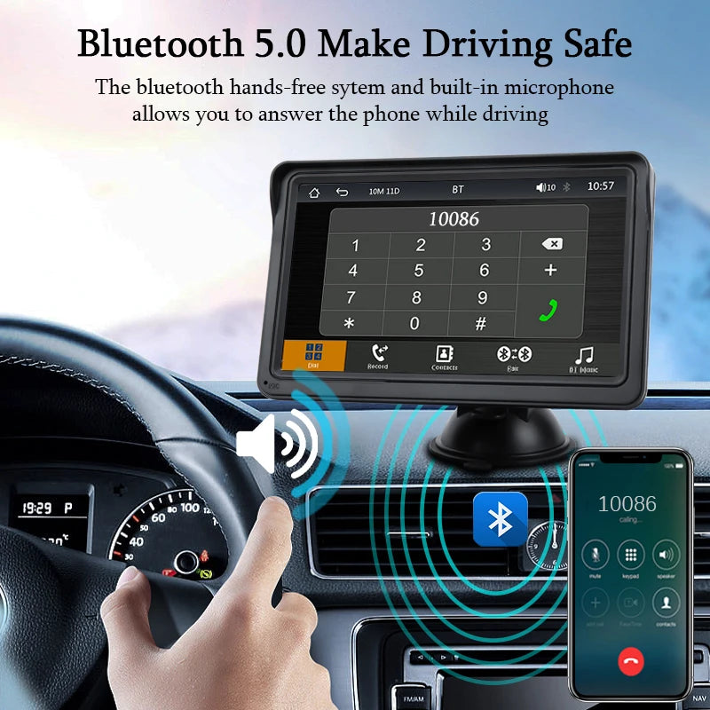 Hippcron CarPlay Android Auto Car Radio Multimedia Video Player 7inch Portable Touch Screen With USB AUX For Rear View Camera