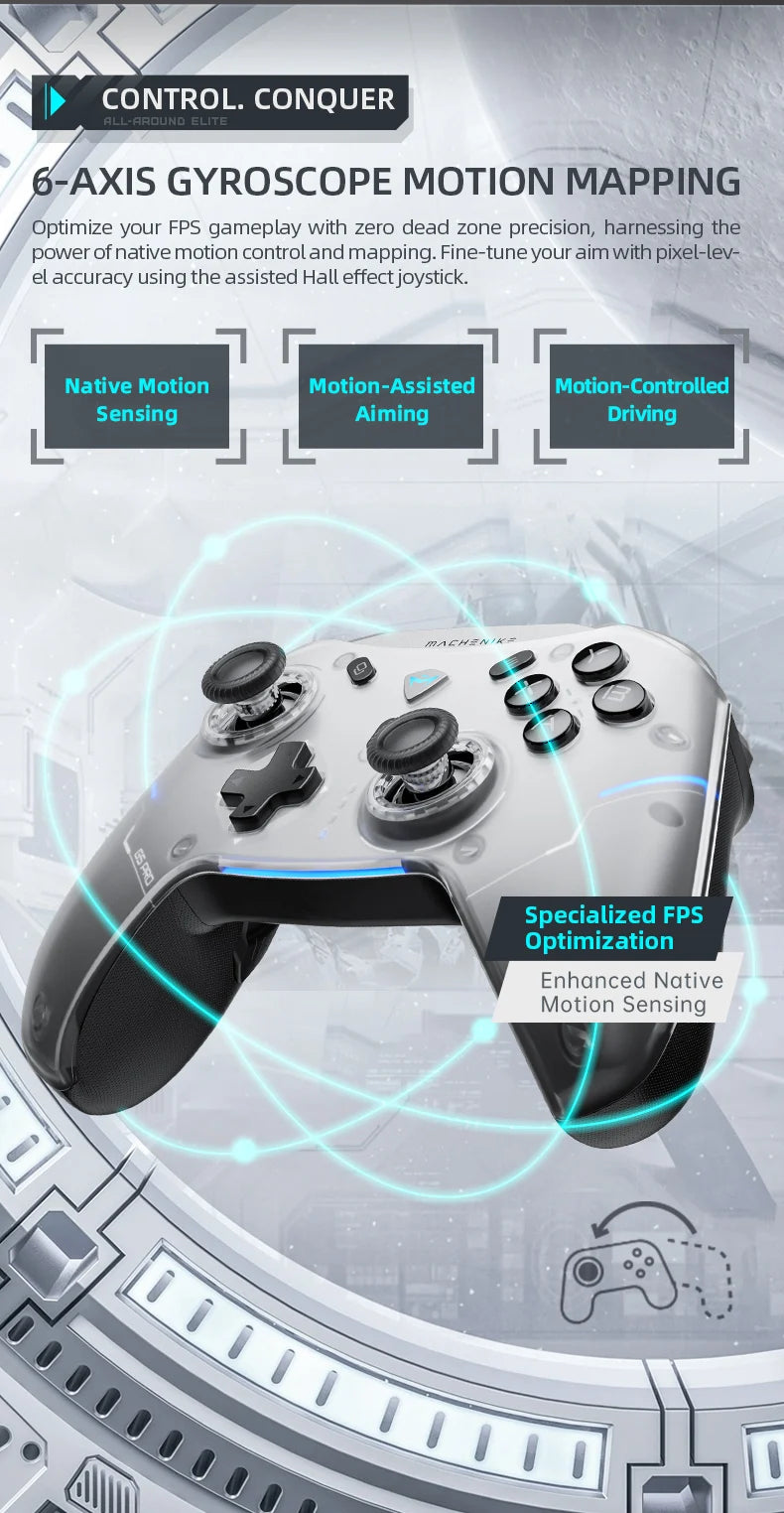 Gamepad Wireless Gaming Controller Machenike G5 Pro Elite Hall Trigger Joystick Mecha-Tactile Buttons For Switch PC Android IOS