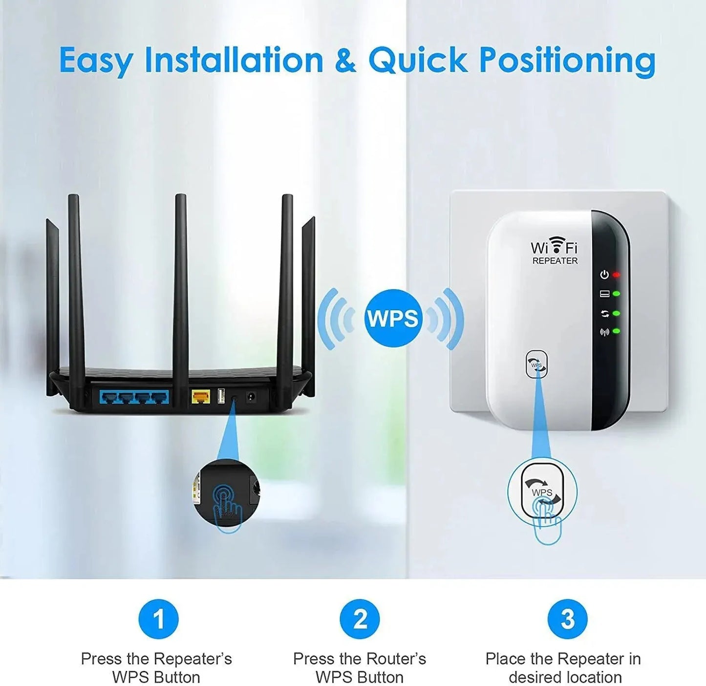 Wifi Repeater Wireless Signal Amplifier Extended Network Enhancer EU US Home Router 300m Through The Wall Bedroom Receive Moving