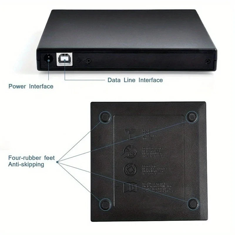 External CD DVD Drive, USB 2.0 Slim Protectable External CD-RW Drive DVD-ROM Burner Player for Laptops Desktop PCs