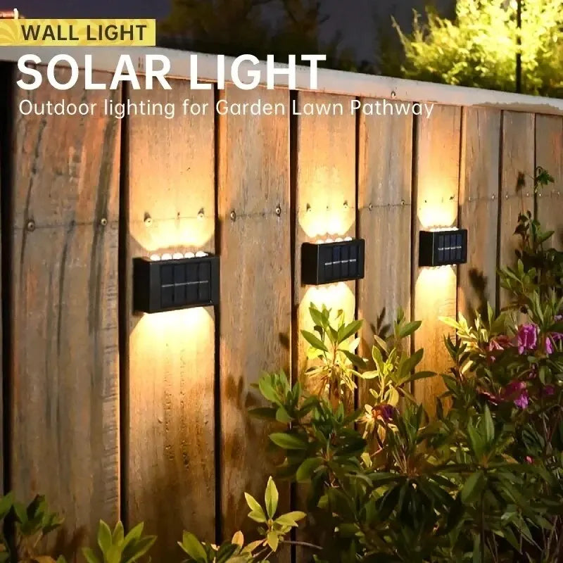 4/6/8/10LEDs Solar Wall Lamp Yard Street Decor Light Outdoor Waterproof Up and Down Luminous Lighting Garden Landscape Lamp