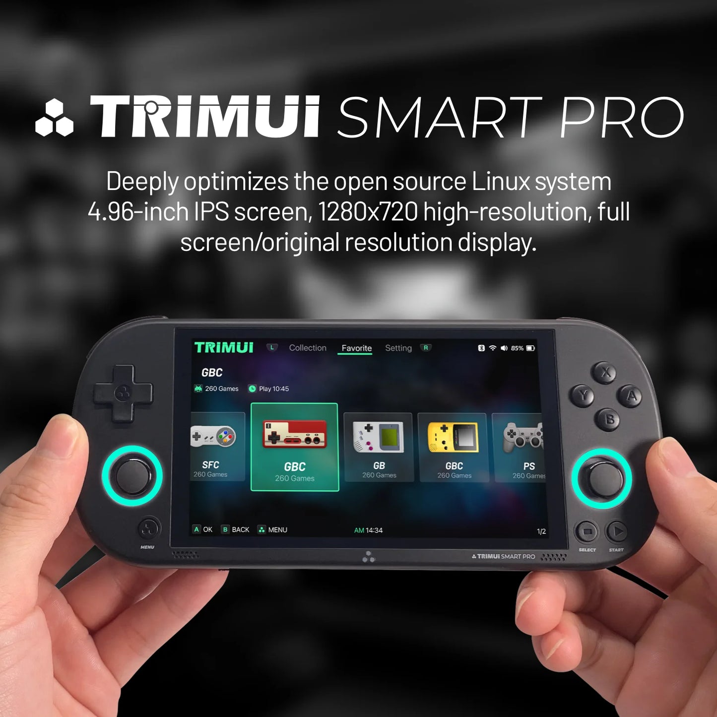 Trimui Smart Pro Handheld Game Console 4.96''IPS Screen Linux System Joystick RGB Lighting Smartpro Retro Video Game Player Gift