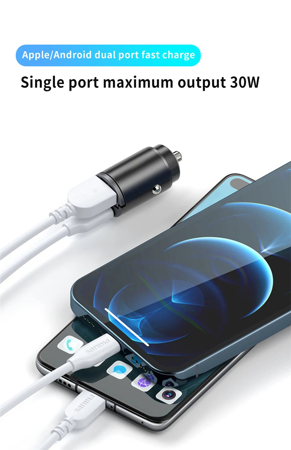 100W/200W QC3.0 PD Mini Car Charger 12-24V Lighter Fast Charging Car USB Type C Charger for Xiaomi Samsung Huawei iPhone Power